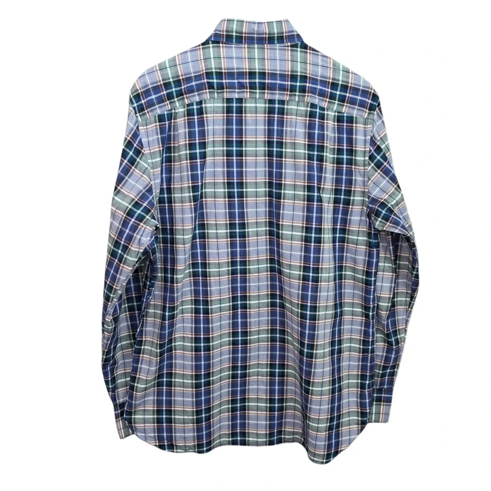 Banana Republic Shirt Mens Large Blue Plaid Button Up Long Sleeve Casual Pocket